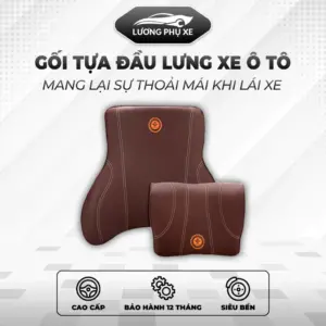 Bộ Gối Tựa Đầu, Tựa Lưng Ô Tô Cao Cấp – Bọc Da, Ruột Cao Su Non, Hỗ Trợ Cột Sống