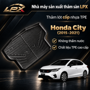 Thảm Lót Cốp Ô Tô Nhựa TPE Honda City (2015-2021) Đúc 3D Chống Nước - LPX