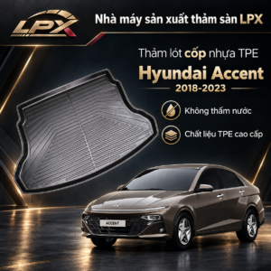 Thảm Lót Cốp Ô Tô Nhựa TPE Hyundai Accent (2018-2023) Đúc 3D Chống Nước - LPX