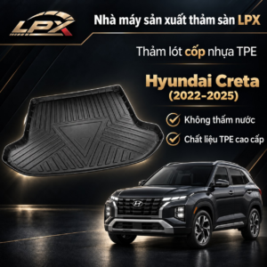 Thảm Lót Cốp Ô Tô Nhựa TPE Hyundai Creta (2022-2025) Đúc 3D Chống Nước - LPX