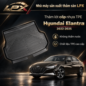 Thảm Lót Cốp Ô Tô Nhựa TPE Hyundai Elantra (2022-2025) Đúc 3D Chống Nước - LPX