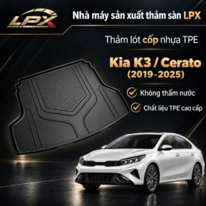 Thảm Lót Cốp Ô Tô Nhựa TPE Kia K3 (2019-2025) Đúc 3D Chống Nước - LPX