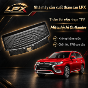 Thảm Lót Cốp Ô Tô Nhựa TPE Mitsubishi Outlander (2018-2025) Đúc 3D Chống Nước - LPX