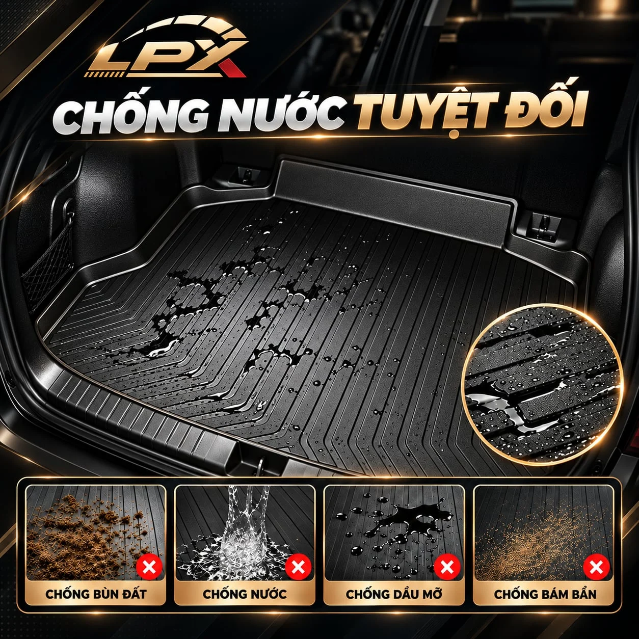 Dễ dàng vệ sinh xịt rửa thảm lót cốp TPE - LPX